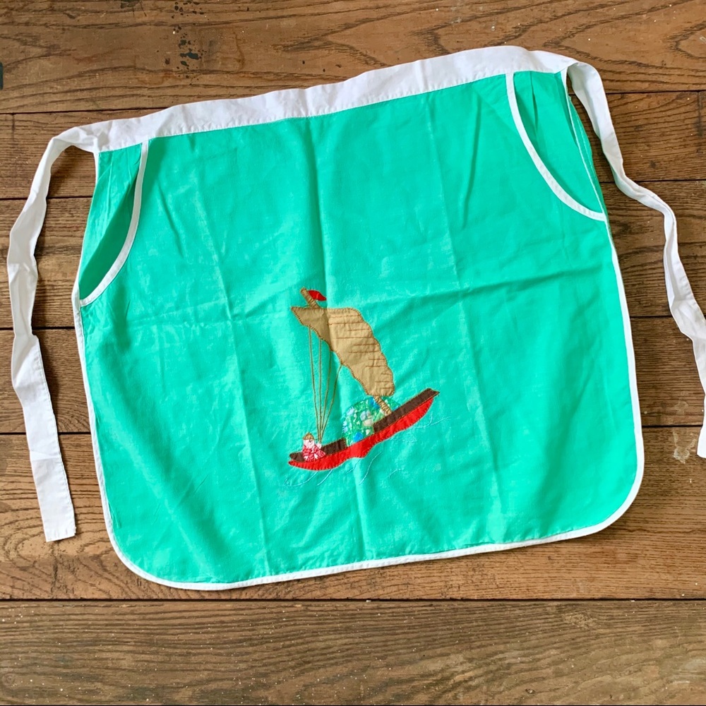 Vintage Sailboat Pattern Cotton Apron